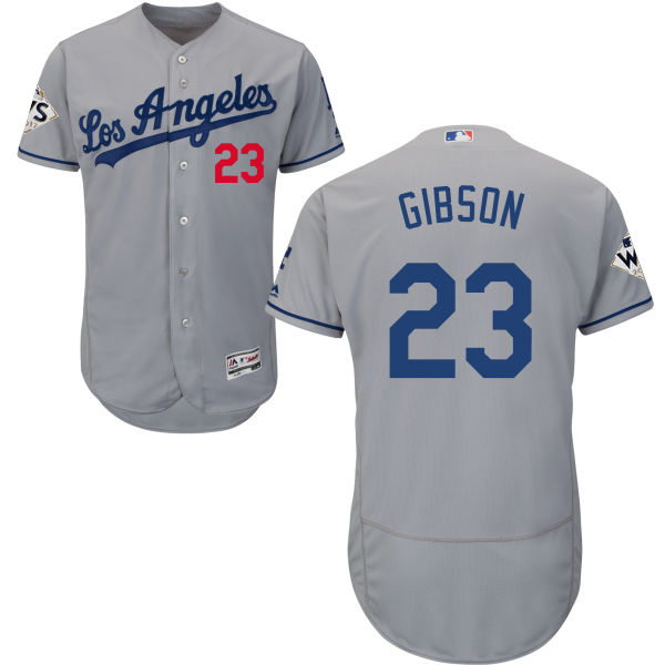 Dodgers #23 Kirk Gibson Grey Flexbase Authentic Collection World Series Bound Stitched MLB Jersey